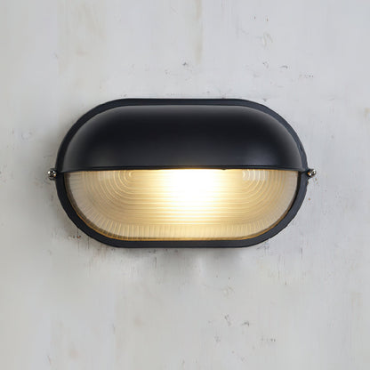 Aplique de pared industrial para exteriores con pantalla de vidrio estriado: lámpara resistente a la intemperie para porches, patios, entradas, puertas y jardines