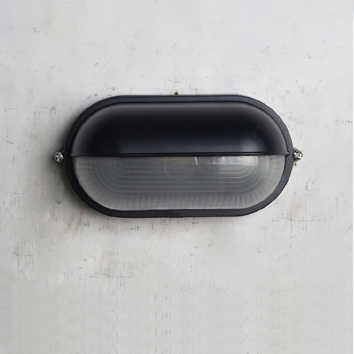 Aplique de pared industrial para exteriores con pantalla de vidrio estriado: lámpara resistente a la intemperie para porches, patios, entradas, puertas y jardines