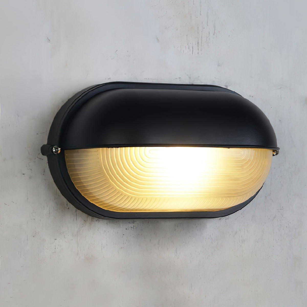 Aplique de pared industrial para exteriores con pantalla de vidrio estriado: lámpara resistente a la intemperie para porches, patios, entradas, puertas y jardines
