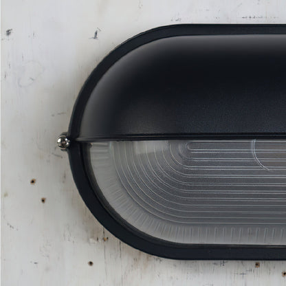Aplique de pared industrial para exteriores con pantalla de vidrio estriado: lámpara resistente a la intemperie para porches, patios, entradas, puertas y jardines