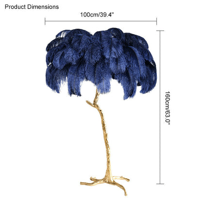 Tropical Feather Standing Lamp 63 in Tall Palm Tree Style Ambient Floor Light for Bedroom Living Room Decorative Accent Lighting