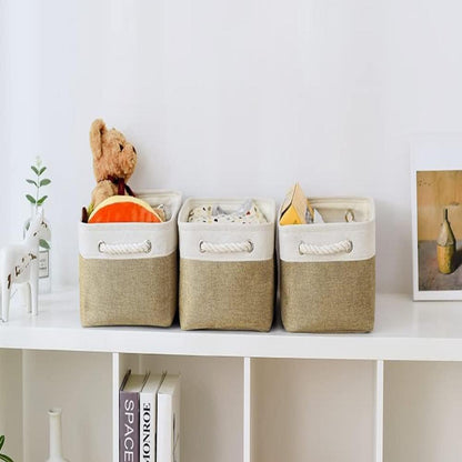 NeatNest Storage Basket - Durable Cotton Linen, Foldable Design