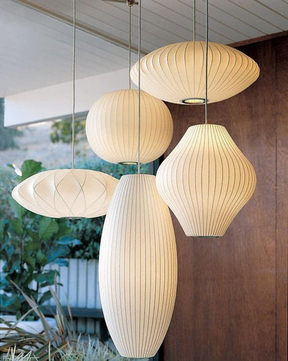 Steel Wire Silk Shade Ceiling Light 20 in White for Kitchen Island Dining Room Modern Pendant Lamp Hanging Fixture Adjustable Cord E26 Base