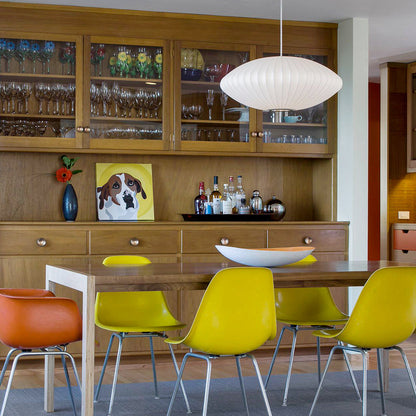Steel Wire Silk Shade Ceiling Light 20 in White for Kitchen Island Dining Room Modern Pendant Lamp Hanging Fixture Adjustable Cord E26 Base