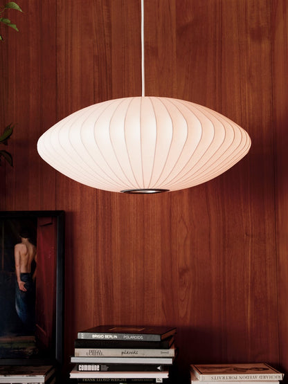 Steel Wire Silk Shade Ceiling Light 20 in White for Kitchen Island Dining Room Modern Pendant Lamp Hanging Fixture Adjustable Cord E26 Base