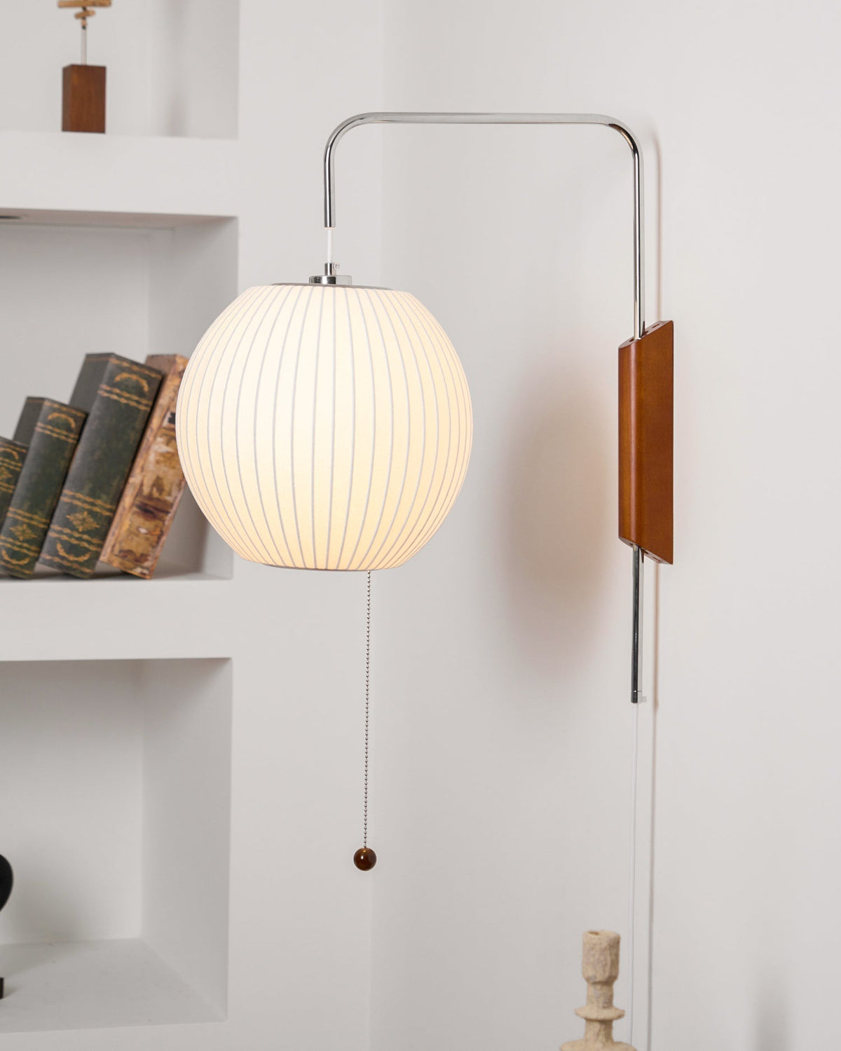 Plug-In Wall Sconce with Swivel Bracket & Frosted Glass Shade – 16 in Height, 59 in Cord – Adjustable Bedroom & Living Room Accent Light for