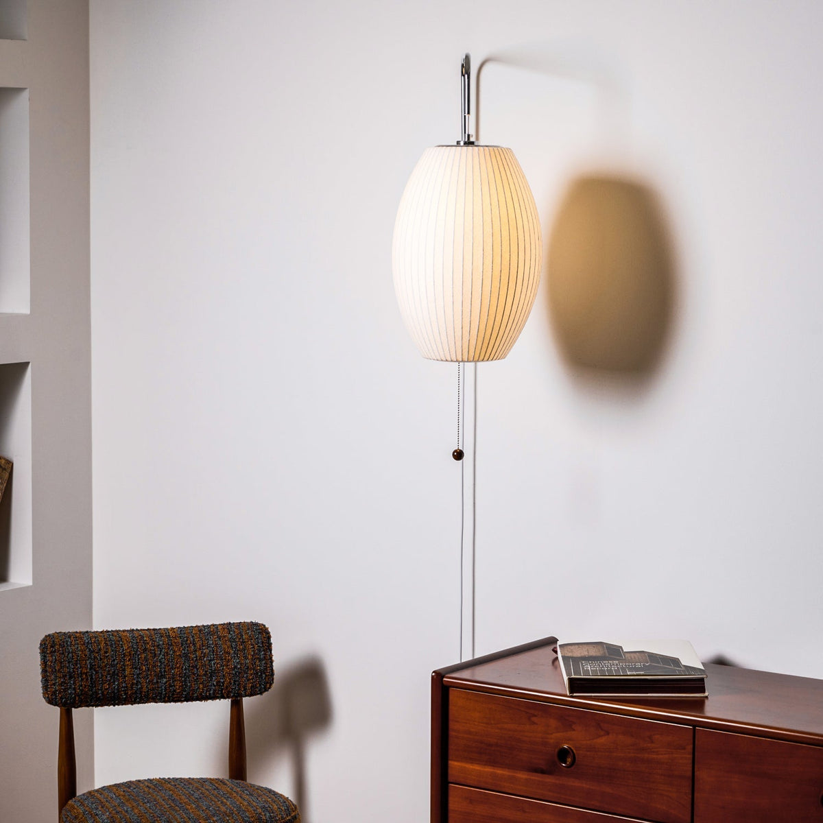 Plug-In Wall Sconce with Swivel Bracket & Frosted Glass Shade – 16 in Height, 59 in Cord – Adjustable Bedroom & Living Room Accent Light for