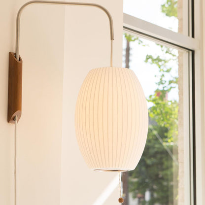 Swivel Sphere Wall Light with Adjustable Cord 15.7 in Walnut Chrome Finish Plug-In LED Sconce for Bedroom Office Living Room