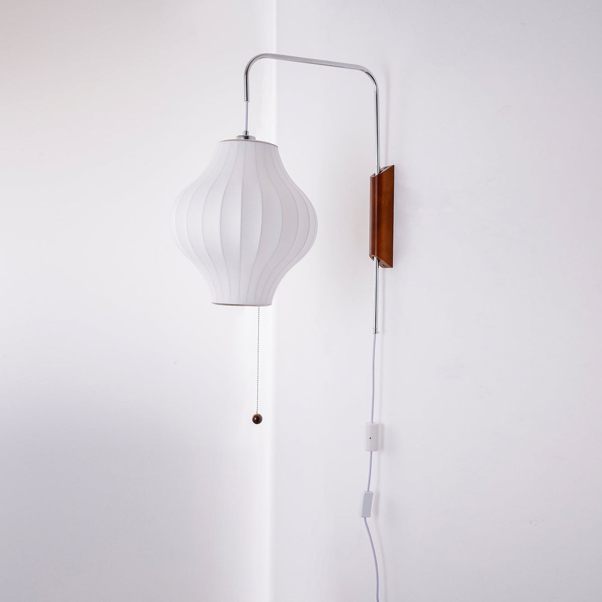 Plug-In Wall Sconce with Swivel Bracket & Frosted Glass Shade – 16 in Height, 59 in Cord – Adjustable Bedroom & Living Room Accent Light for