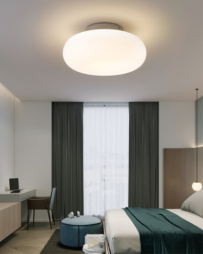 Flush Mount LED Light Fixture White Metal Round 8-Inch for Bedroom Living Room Hallway Office Indoor Low Profile Modern Ceiling Lamp 12W 110