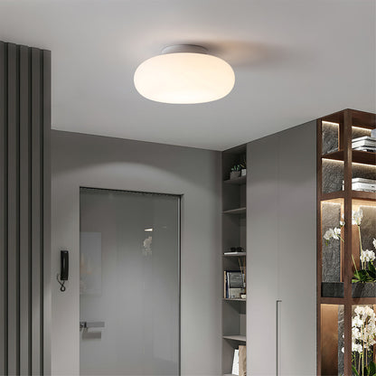 Flush Mount LED Light Fixture White Metal Round 8-Inch for Bedroom Living Room Hallway Office Indoor Low Profile Modern Ceiling Lamp 12W 110