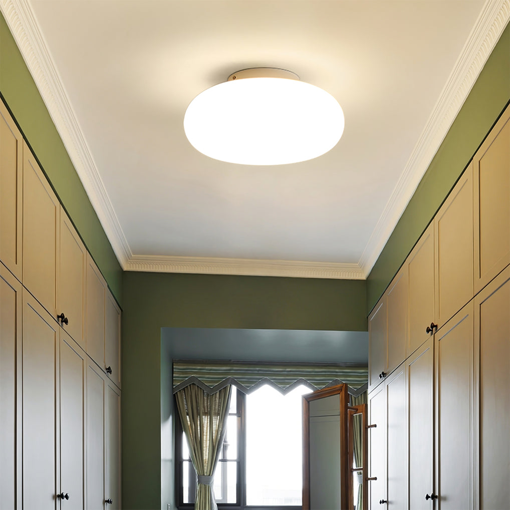 Flush Mount LED Light Fixture White Metal Round 8-Inch for Bedroom Living Room Hallway Office Indoor Low Profile Modern Ceiling Lamp 12W 110