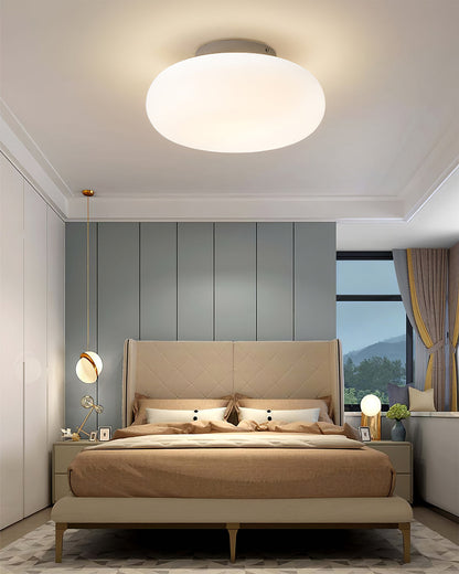 Flush Mount LED Light Fixture White Metal Round 8-Inch for Bedroom Living Room Hallway Office Indoor Low Profile Modern Ceiling Lamp 12W 110
