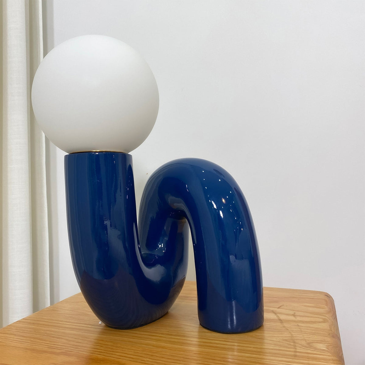 Twisted Glass Accent Lamp for Desk & Nightstand — 10 in Sculptural Design in Pink, Blue, White & Red — LED Glow for Bedroom, Living Room & O