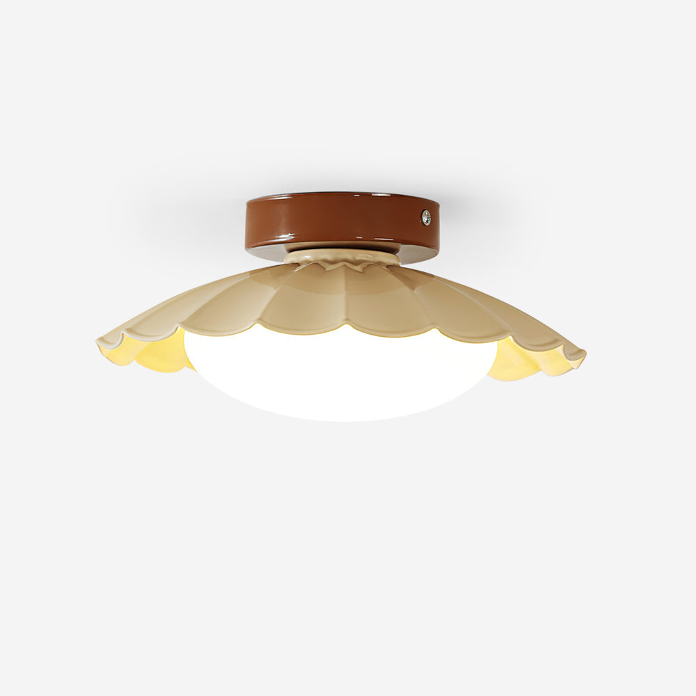 Flush Mount LED Ceiling Light 9.8 in Metal & Polymer Scalloped Fixture Warm White 3000K Bedroom Living Room Hallway Wall or Ceiling Damp Rat