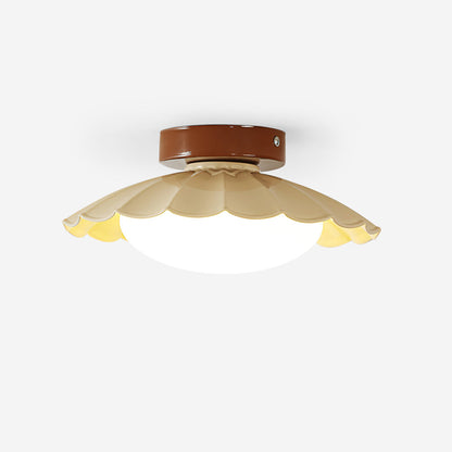 Flush Mount LED Ceiling Light 9.8 in Metal & Polymer Scalloped Fixture Warm White 3000K Bedroom Living Room Hallway Wall or Ceiling Damp Rat