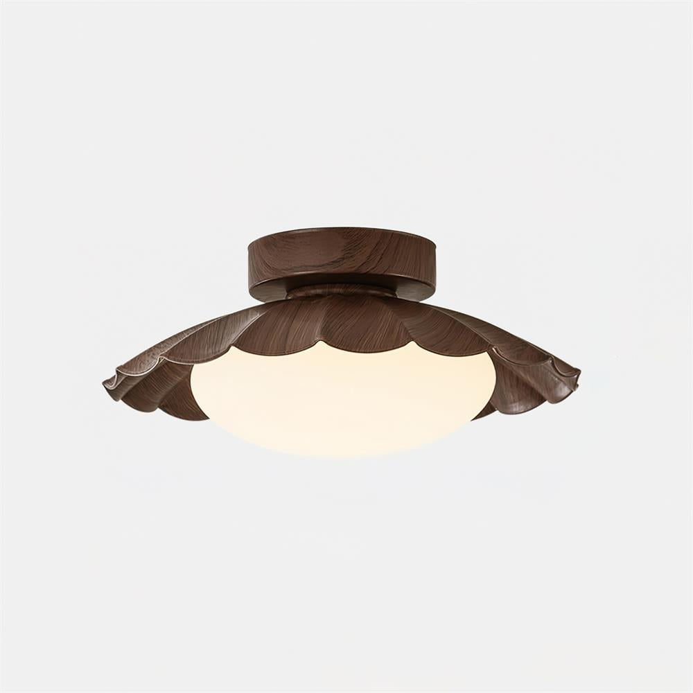 Flush Mount LED Ceiling Light 9.8 in Metal & Polymer Scalloped Fixture Warm White 3000K Bedroom Living Room Hallway Wall or Ceiling Damp Rat