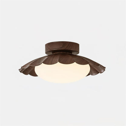 Flush Mount LED Ceiling Light 9.8 in Metal & Polymer Scalloped Fixture Warm White 3000K Bedroom Living Room Hallway Wall or Ceiling Damp Rat