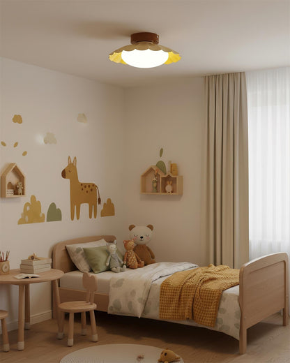 Flush Mount LED Ceiling Light 9.8 in Metal & Polymer Scalloped Fixture Warm White 3000K Bedroom Living Room Hallway Wall or Ceiling Damp Rat