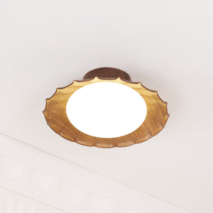 Flush Mount LED Ceiling Light 9.8 in Metal & Polymer Scalloped Fixture Warm White 3000K Bedroom Living Room Hallway Wall or Ceiling Damp Rat