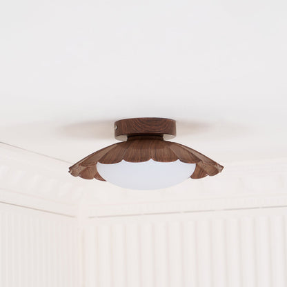 Flush Mount LED Ceiling Light 9.8 in Metal & Polymer Scalloped Fixture Warm White 3000K Bedroom Living Room Hallway Wall or Ceiling Damp Rat