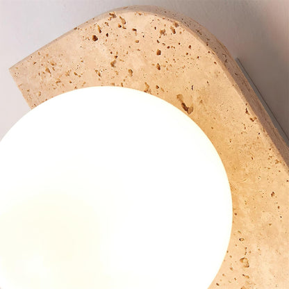 Natural Stone Sconce with Glass Globe G9 Socket Beige Neutral Ambient Light for Entryway Bathroom Bedroom Modern Minimalist Home Décor