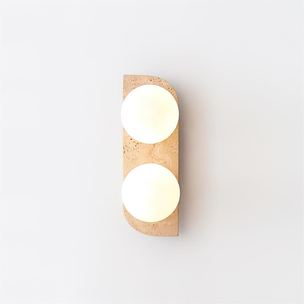 Natural Stone Sconce with Glass Globe G9 Socket Beige Neutral Ambient Light for Entryway Bathroom Bedroom Modern Minimalist Home Décor