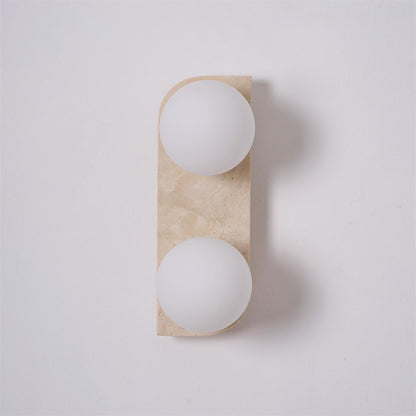 Natural Stone Sconce with Glass Globe G9 Socket Beige Neutral Ambient Light for Entryway Bathroom Bedroom Modern Minimalist Home Décor