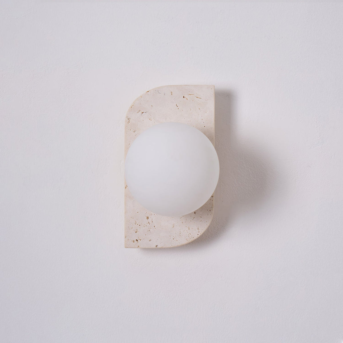 Natural Stone Sconce with Glass Globe G9 Socket Beige Neutral Ambient Light for Entryway Bathroom Bedroom Modern Minimalist Home Décor