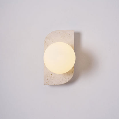Natural Stone Sconce with Glass Globe G9 Socket Beige Neutral Ambient Light for Entryway Bathroom Bedroom Modern Minimalist Home Décor