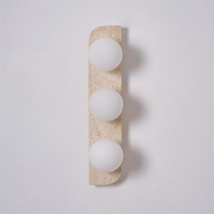 Natural Stone Sconce with Glass Globe G9 Socket Beige Neutral Ambient Light for Entryway Bathroom Bedroom Modern Minimalist Home Décor