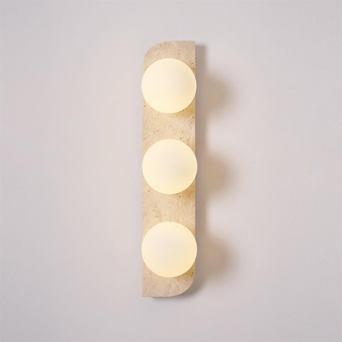 Natural Stone Sconce with Glass Globe G9 Socket Beige Neutral Ambient Light for Entryway Bathroom Bedroom Modern Minimalist Home Décor