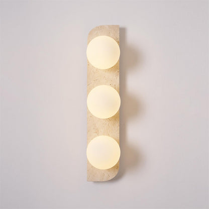 Natural Stone Sconce with Glass Globe G9 Socket Beige Neutral Ambient Light for Entryway Bathroom Bedroom Modern Minimalist Home Décor