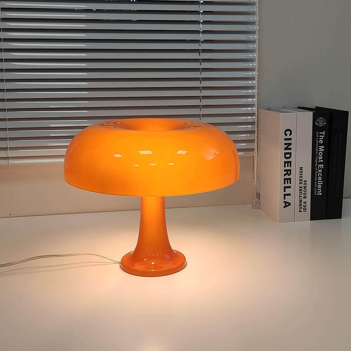 Mushroom Desk Lamp with Curved Metal Shade for Bedroom Nightstand Office Reading Study Ambient Lighting E14 Socket 40W Max 12.6 in Tall Mode
