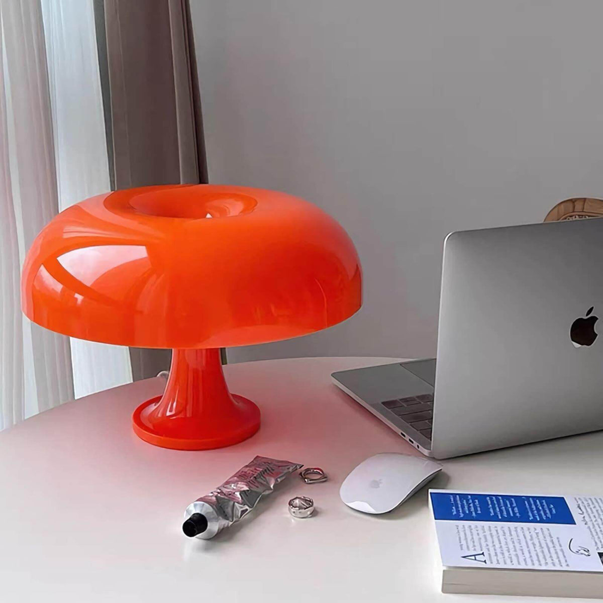 Mushroom Desk Lamp with Curved Metal Shade for Bedroom Nightstand Office Reading Study Ambient Lighting E14 Socket 40W Max 12.6 in Tall Mode