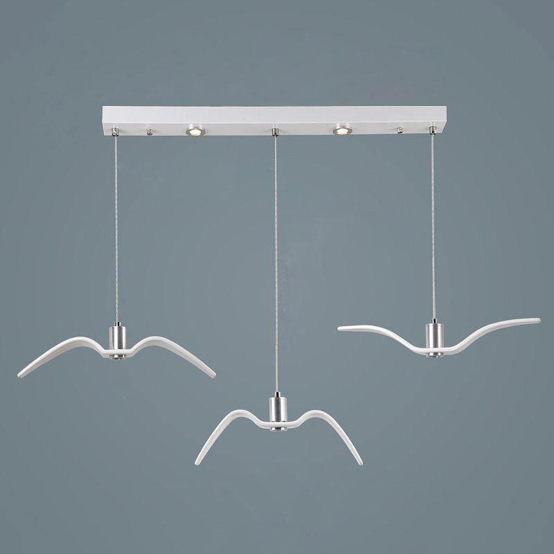 Sculptural Bird Ceiling Fixture with Adjustable Height LED Hardwired Suspension for Kitchen Islands Dining Tables Living Spaces in White or