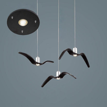 Sculptural Bird Ceiling Fixture with Adjustable Height LED Hardwired Suspension for Kitchen Islands Dining Tables Living Spaces in White or