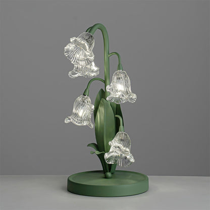 Floral Glass Shade Accent Lamp 7 Inch Green Stem Bedroom Nightstand Light Living Room Decorative Lighting Home Decor Indoor Small Bulb