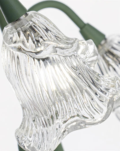 Floral Glass Shade Accent Lamp 7 Inch Green Stem Bedroom Nightstand Light Living Room Decorative Lighting Home Decor Indoor Small Bulb