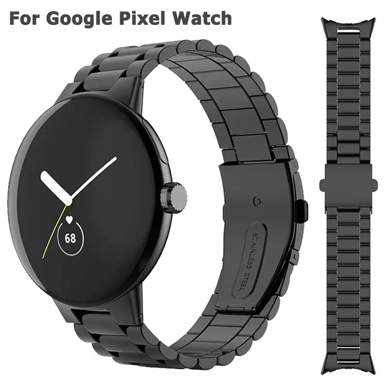 Steel Bracelet-Style Band for Google Pixel Watch & Pixel Watch 2 – Secure Link Design – Compatible with 41mm Case – 8 Finishes – Clasp