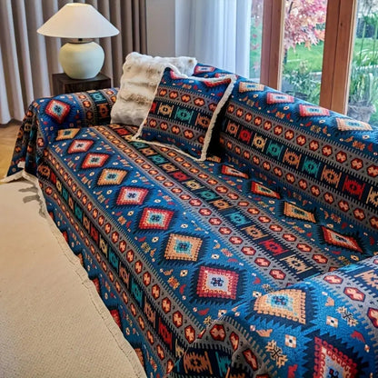 Noble Boho Sofa Cover - Colorful Chenille, Vintage Design, Dustproof