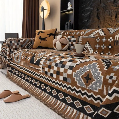 Noble Charm Sofa Cover - Soft Chenille, Ethnic Patterns