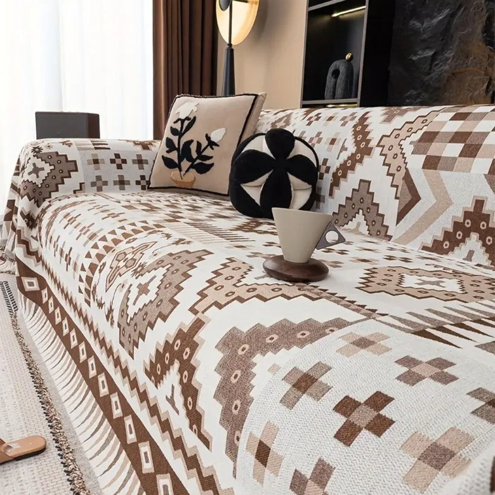 Noble Charm Sofa Cover - Soft Chenille, Ethnic Patterns
