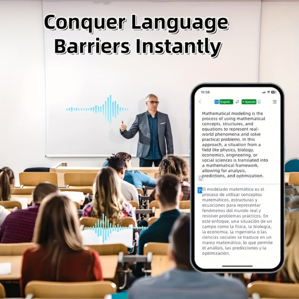 Wireless Earbuds Translator | Noise Cancelling Bluetooth Headset with Real-Time Translation | Comfortable Design for Multilingual Communication
