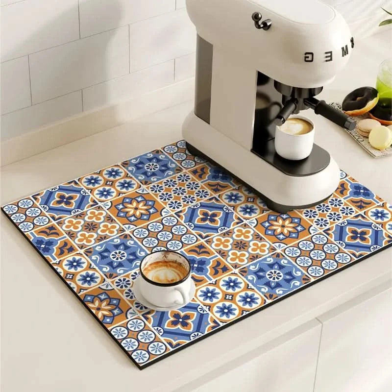 BREWLIVA – Alfombrilla retro para cafetera para la protección de la encimera de la cocina