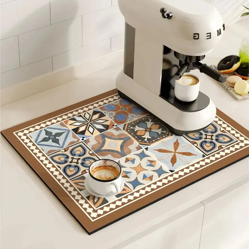 BREWLIVA – Alfombrilla retro para cafetera para la protección de la encimera de la cocina