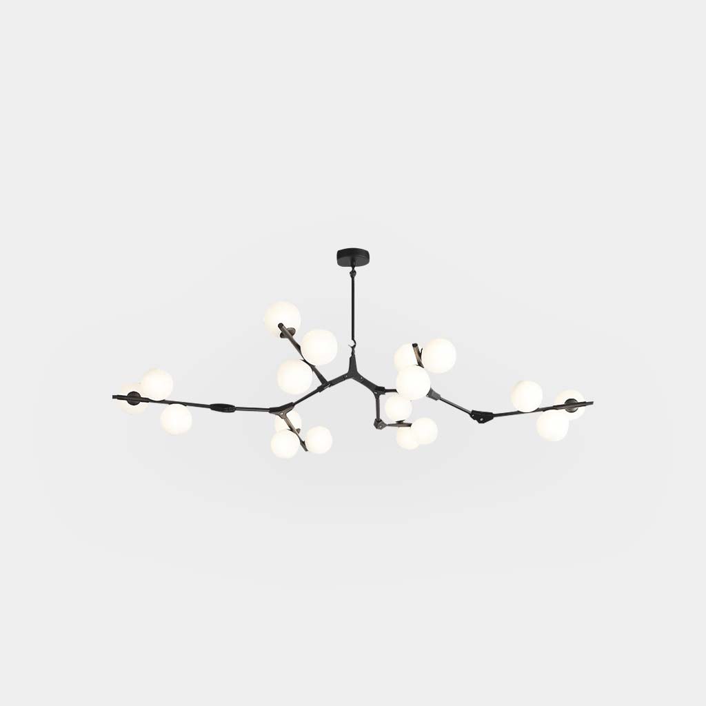 Sculptural Glass Sphere Chandelier with Adjustable LED Light — Multi-Arm Metal Frame Statement Fixture for Open Dining Spaces, Great Rooms &