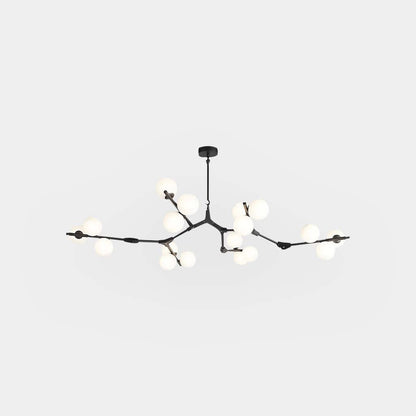 Sculptural Glass Sphere Chandelier with Adjustable LED Light — Multi-Arm Metal Frame Statement Fixture for Open Dining Spaces, Great Rooms &
