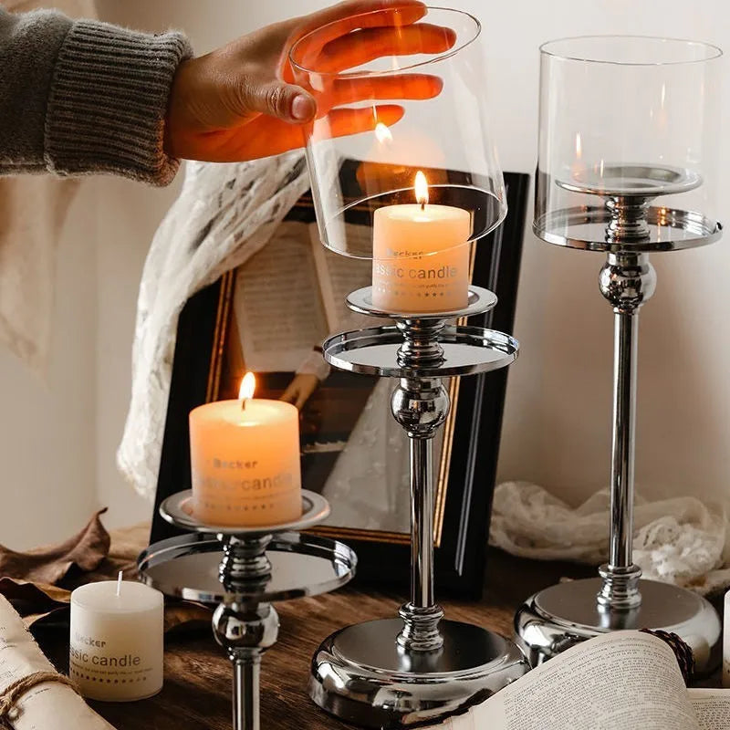 Elegante portavelas de cristal para la decoración del hogar moderno