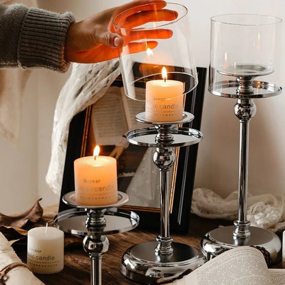 Elegante portavelas de cristal para la decoración del hogar moderno